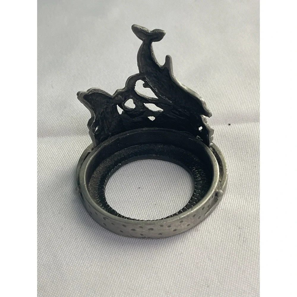 Vintage Pewter‎ Dolphin Napkin Ring | Nautical Coastal Table Decor | Ocean Theme